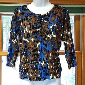 Banana Republic dark blue, ocean blue, white, lightweight knit cardigan, M